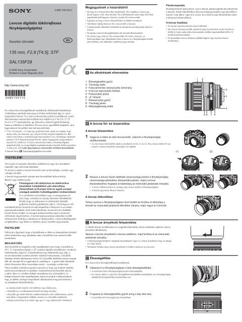 Sony SAL135F28 - SAL135F28 Consignes d&rsquo;utilisation Hongrois