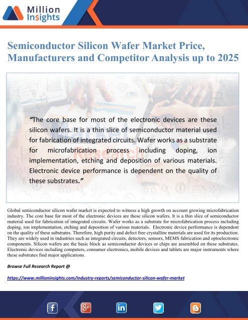 Semiconductor Silicon Wafer Market Price, Manufacturers and Competitor ...