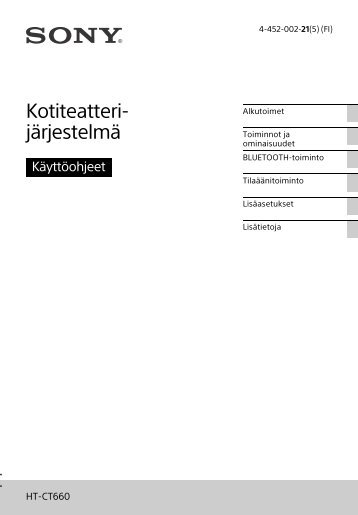 Sony HT-CT660 - HT-CT660 Mode d'emploi Finlandais