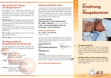 AFS Flyer - Ernährung des Neugeborenen 