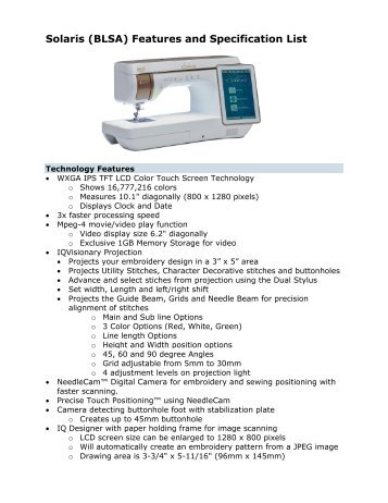 BLSA Features and Specifications 2