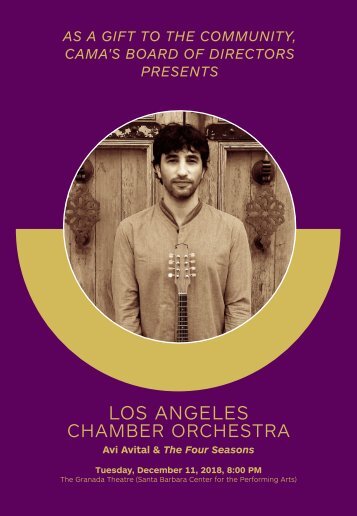CAMA's Centennial Season—December 11, 2018—Free Community Concert—Los Angeles Chamber Orchestra—Avi Avital, mandolin—The Granada Theatre, 8:00 PM