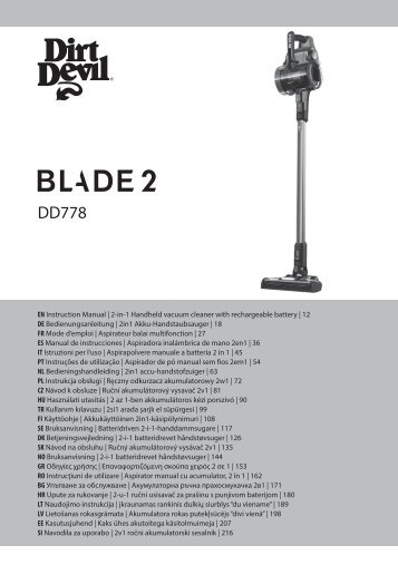 Dirt Devil BLADE 2 - Bedienungsanleitung fÃ¼r kabellosen Handstaubsauger BLADE 2 DD778-1