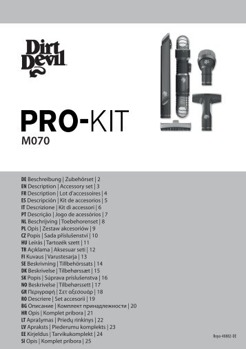 Dirt Devil Blade 24V inkl. Pro-Kit - Beschreibung fÃ¼r Dirt Devil Blade Pro-Kit M070