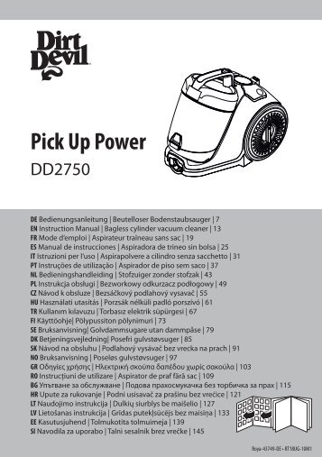 Dirt Devil PICK UP Power - Bedienungsanleitung fÃ¼r Staubsauger ohne Beutel Pick Up Power DD2750
