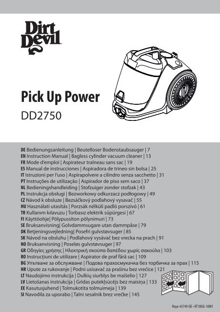 Dirt Devil PICK UP Power - Bedienungsanleitung f&uuml;r Staubsauger ohne Beutel Pick Up Power DD2750