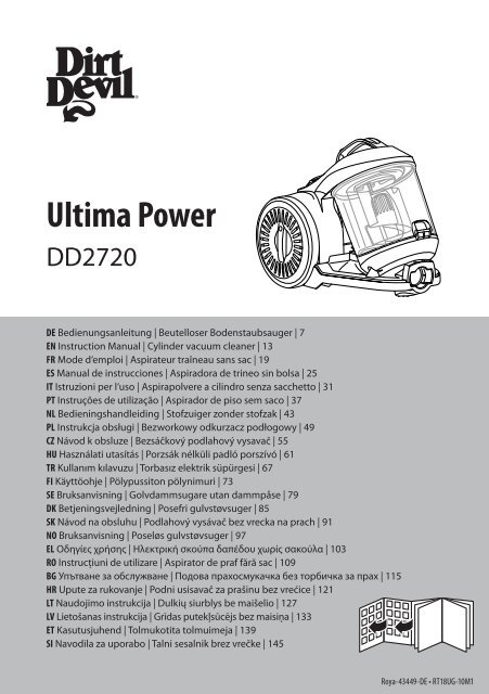 Dirt Devil Ultima Power Pet - Bedienungsanleitung f&amp;uuml;r den Dirt  Devil Ultima Power DD2720-1,-2,-3,-4,-5