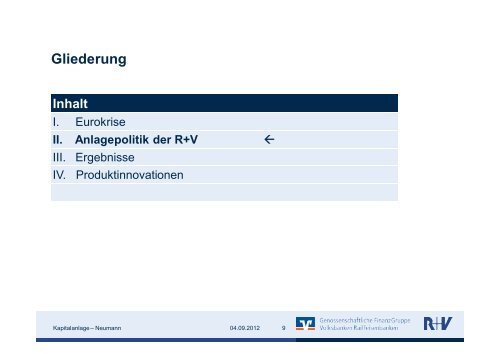 Kapitalanlage in der Eurokrise Rainer Neumann R+V Versicherung ...