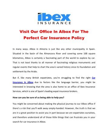 Visit Our Office In Albox For The Perfect Car Insurance Policy