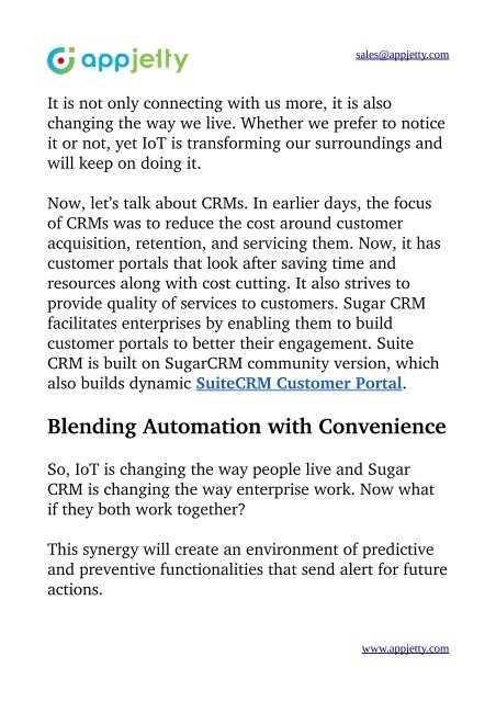 Sugar CRM and IoT: The Synergy That Will Drive the Next Level Customer Experience