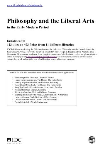 Philosophy and the Liberal Arts in the Early ... - Idcpublishers.info