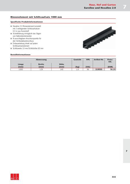 ACO Österreich Bauelemente Preisliste 2019 Kapitel 7 Haus Hof Garten