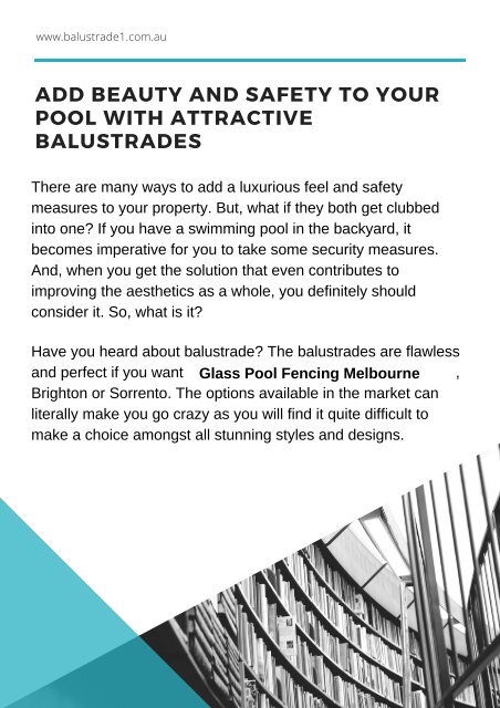 Add Beauty and Safety to Your Pool with Attractive Balustrades