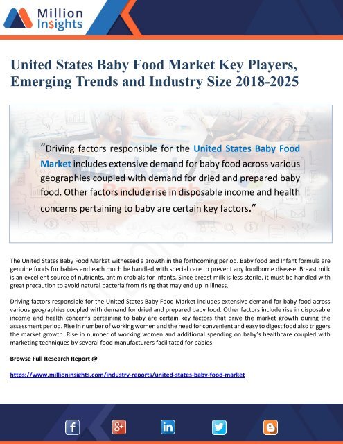 United States Baby Food Market Key Players, Emerging Trends and Industry Size 2018-2025