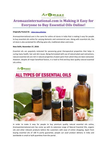 Aromaazinternational.com is Making it Easy for Everyone to Buy Essential Oils Online!