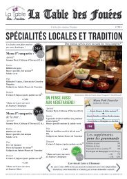 Menu La Table des Fouées-hiver 2019