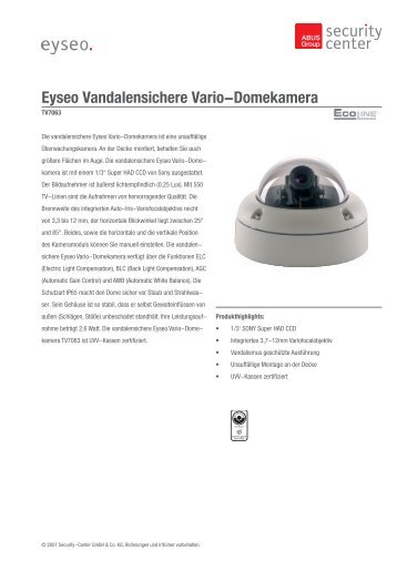 Eyseo Vandalensichere Vario-Domekamera - MKC-Computer ...