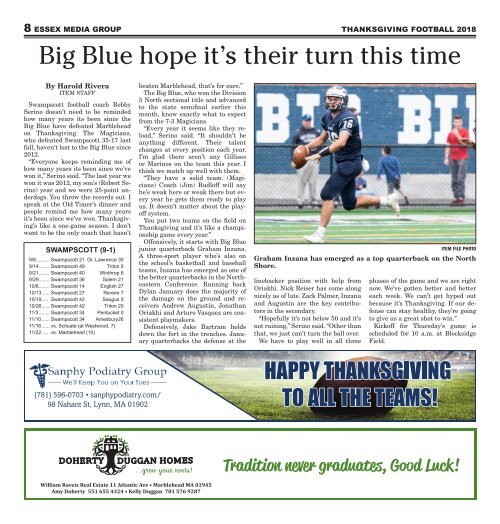 Daily Item 2018 Thanksgiving Football Preview