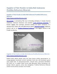 Supplier of Talc Powder in India Bali Pratibha Refractory Minerals