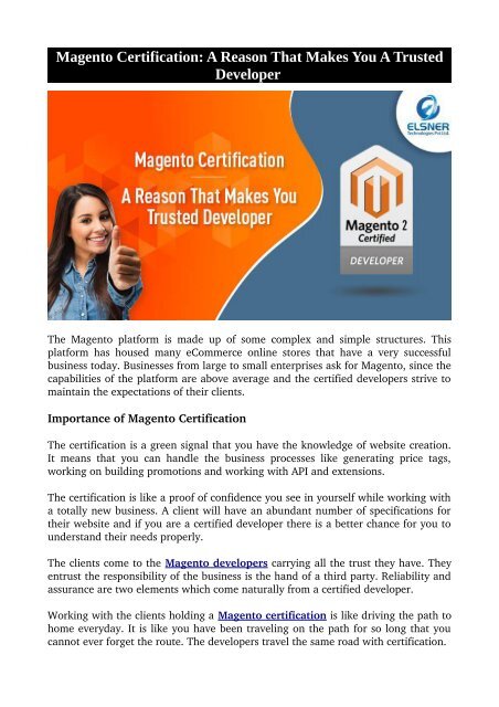 Magento Certification: A Reason That Makes You A Trusted Developer