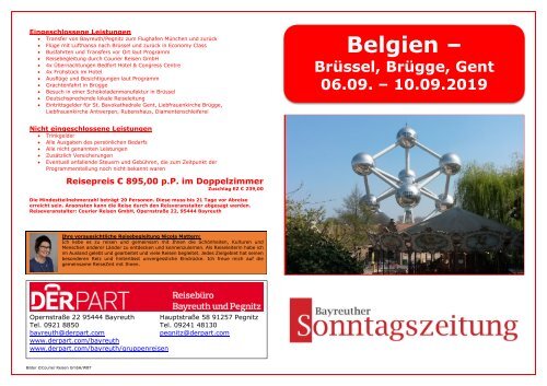 Belgien Flugrundreise 06, bis 10.09.2019