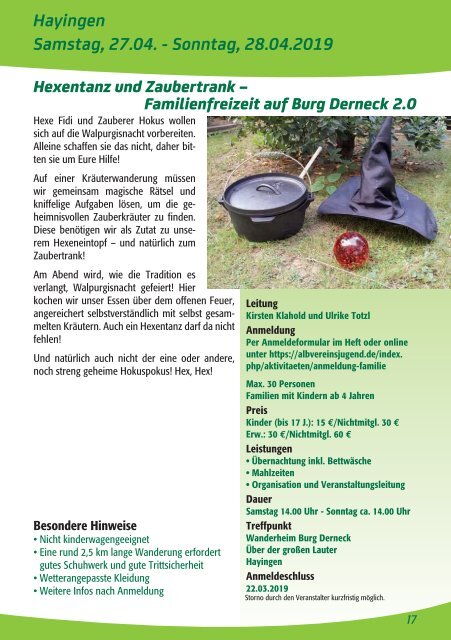 Familien-Programme 2019 im Schwäbischen Albverein.