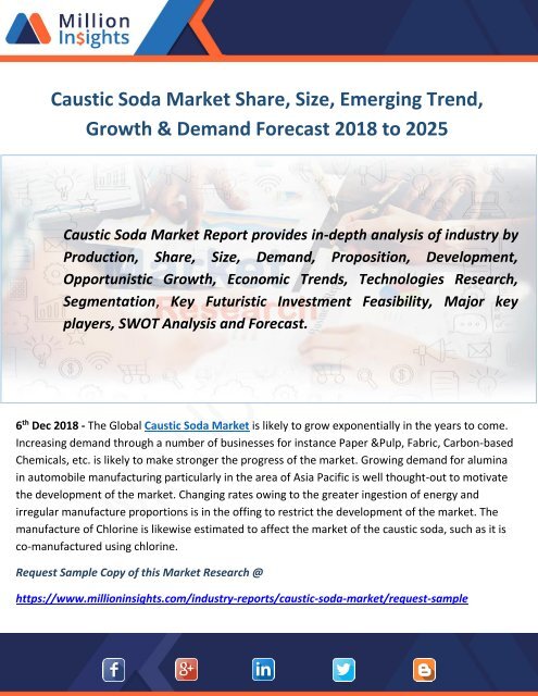 Caustic Soda Market Share, Size, Emerging Trend, Growth &amp; Demand Forecast 2018 to 2025