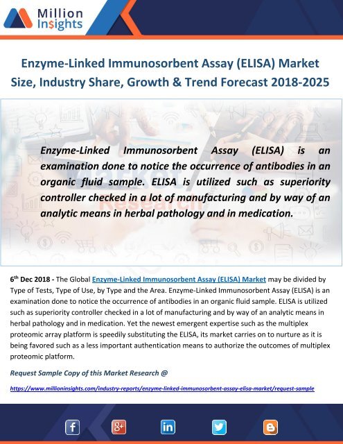 Enzyme-Linked Immunosorbent Assay (ELISA) Market Size, Industry Share, Growth &amp; Trend Forecast 2018-2025