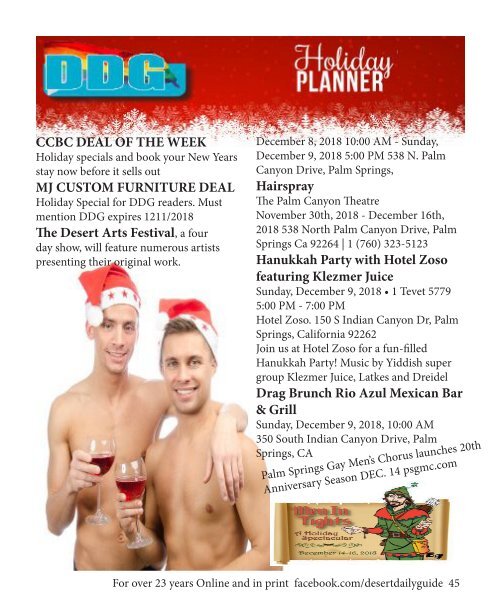 This week in Gay Palm Springs December 5 to Dec 11, 2018