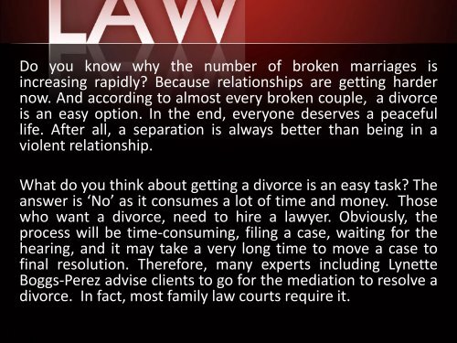 Lynette Boggs-Perez | Is Mediation a Best Option to Resolve a Divorce? 