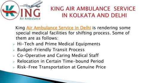 Superior Patients Transfer by King Air Ambulance Service in Kolkata and Delhi