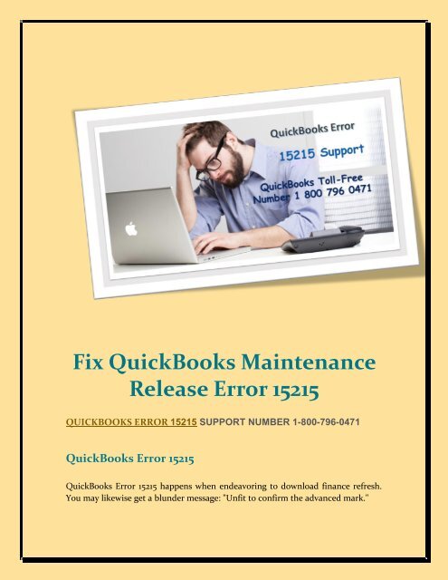 1-800-796-0471 Fix QuickBooks Maintenance Release Error 15215