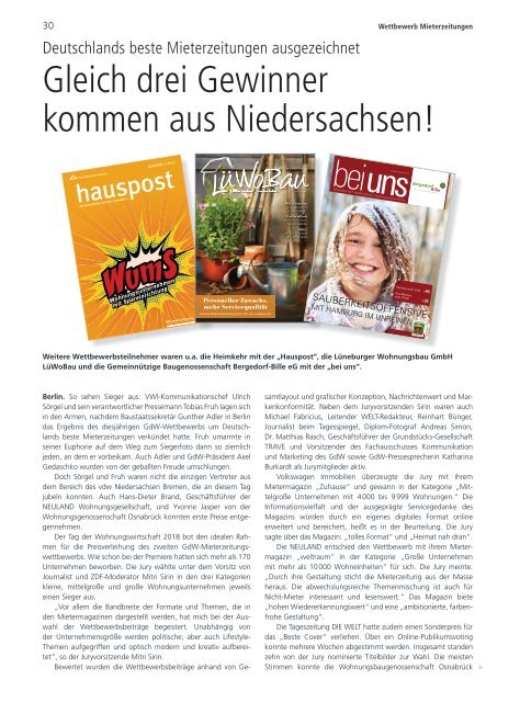 VNW-Magazin - Ausgabe 5/2018