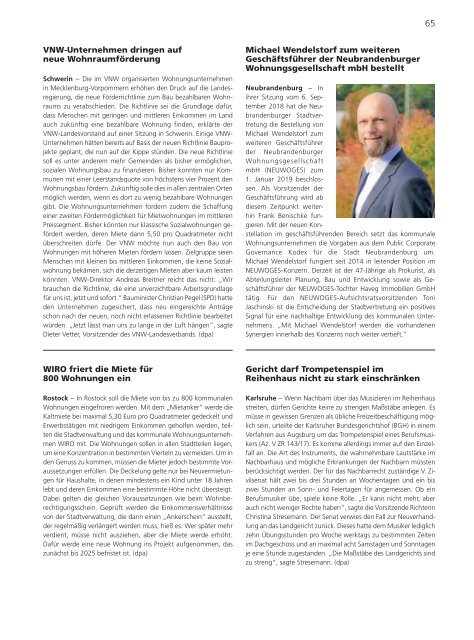 VNW-Magazin - Ausgabe 5/2018