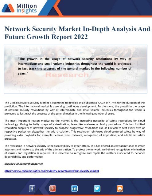 Network Security Market In-Depth Analysis And Future Growth Report 2022