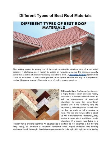 Different Types of Best Roof Materials
