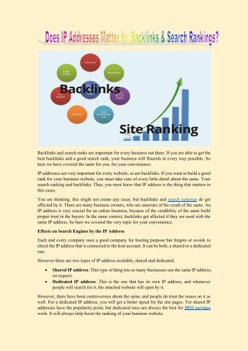 Does IP Addresses Matter for Backlinks & Search Rankings