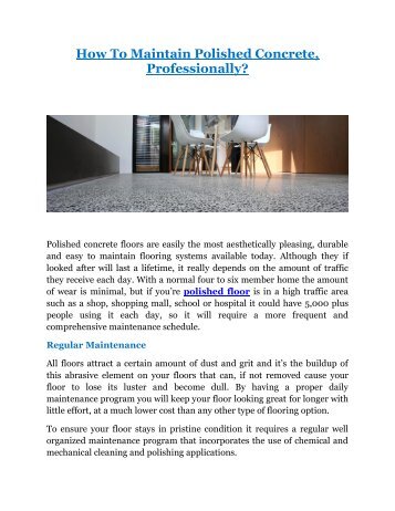 How To Maintain Polished Concrete Professionally