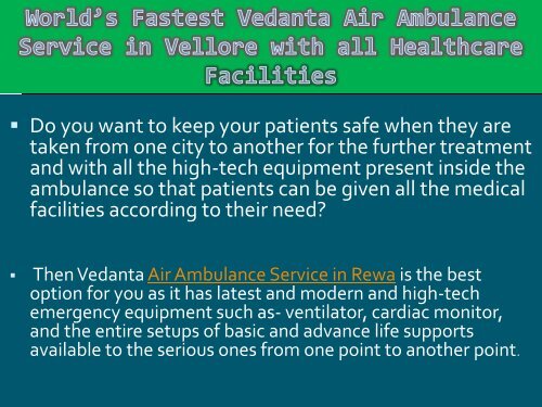 Vedanta Air Ambulance Service in Silchar with Least Cost of Medical Facility