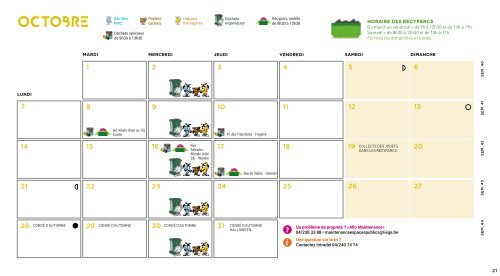 Calendrier Intradel 2019 des collectes de déchets du mercredi