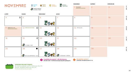 Calendrier Intradel 2019 des collectes de déchets du mercredi