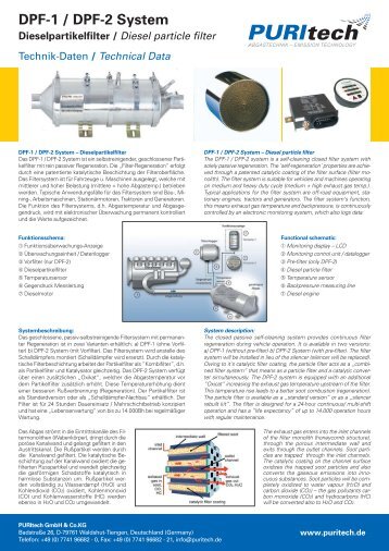 DPF-1 / DPF-2 System - PURItech GmbH & Co. KG