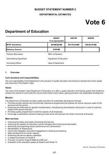 Vote 6 Department of Education - National Treasury