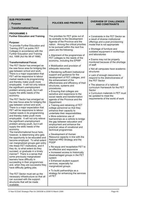 part a: strategic overview - Department of Education