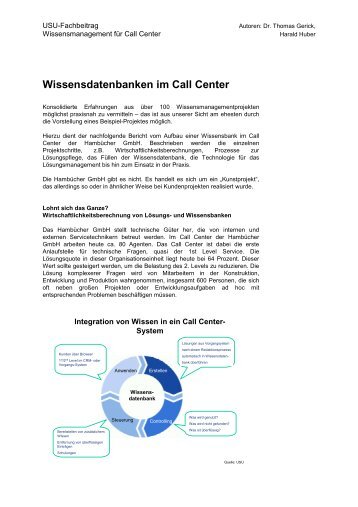 Wissensdatenbanken im Call Center - Community of Knowledge