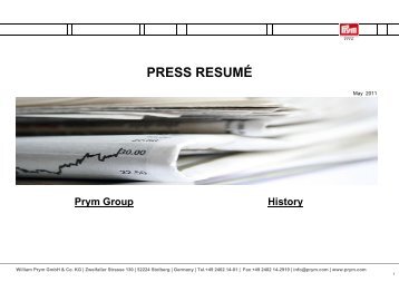 PRESS RESUMÉ - PRYM Group Homepage