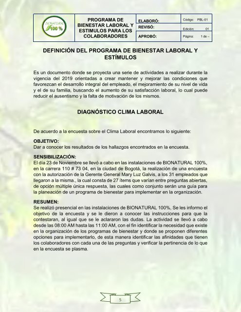 PROGRAMA DE BIENESTAR 