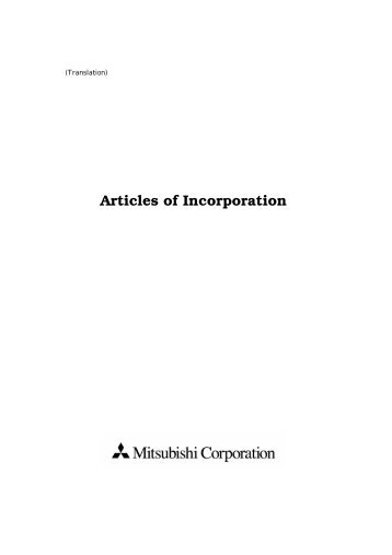 Articles of Incorporation - Mitsubishi Corporation