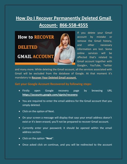 How To Recover Deleted Gmail Account-8665584555