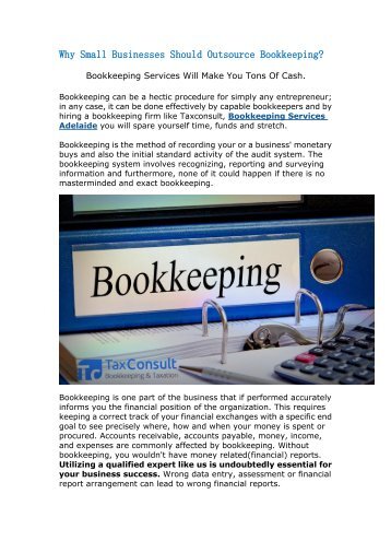 Why Small Businesses Should Oursource Bookkeeping?